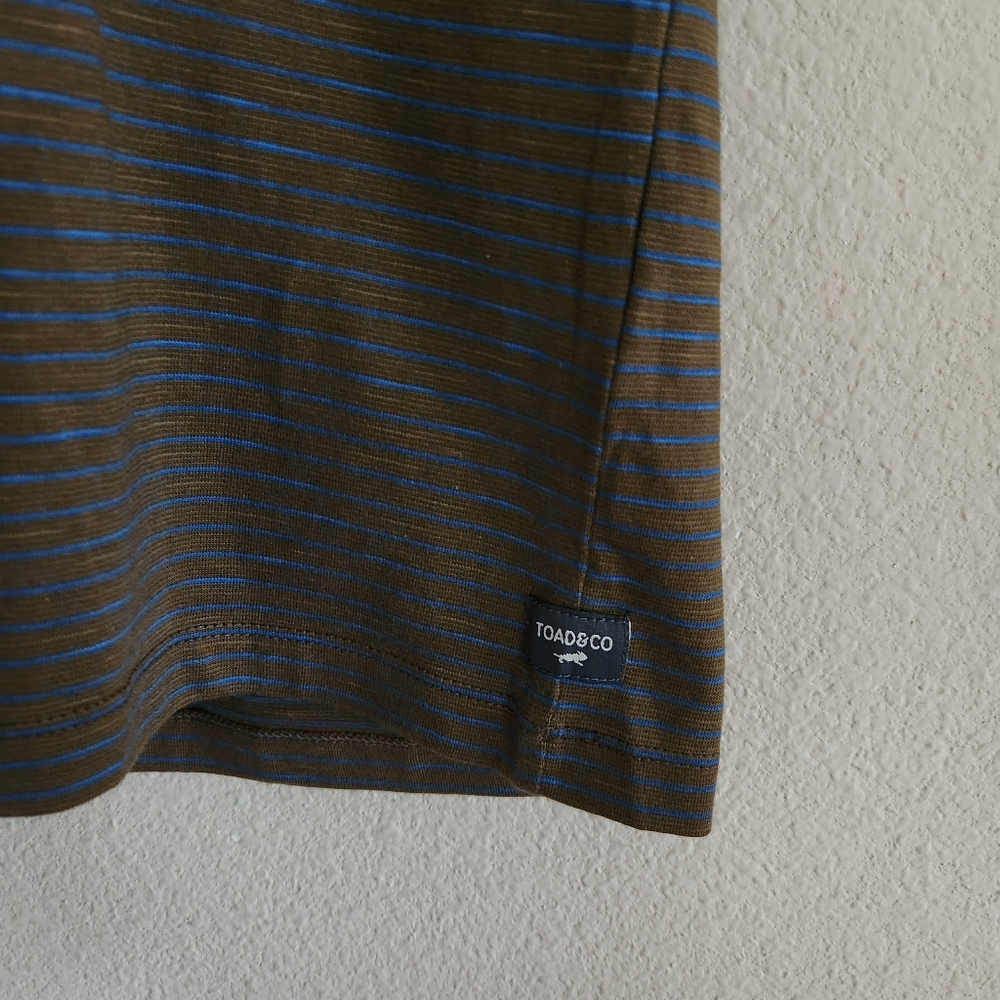 Toad&Co Mens Tempo Striped Organic Cotton Crewneck Tshirt Size Large NWT - Picture 4 of 11